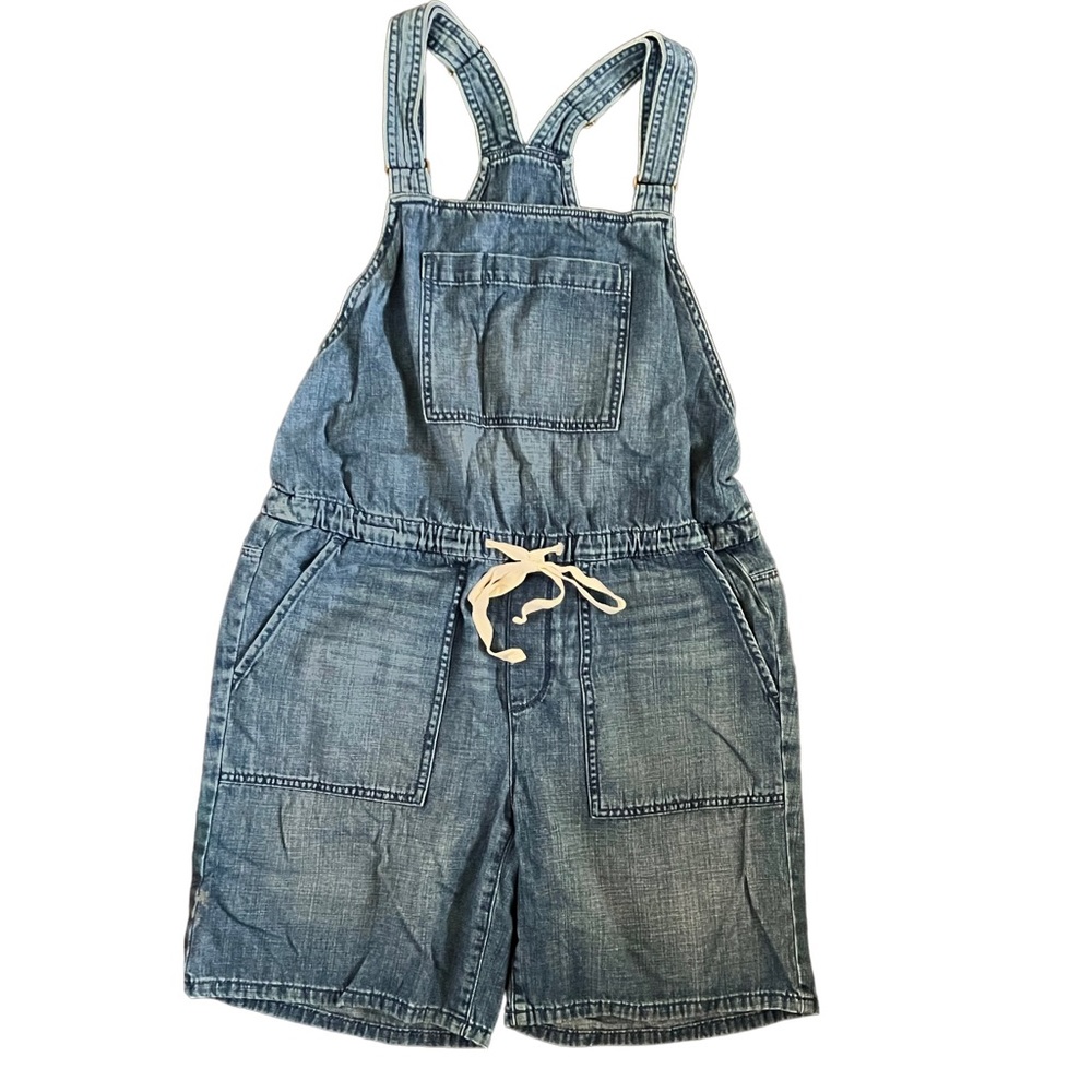 🔵 3 / $15 - LOFT Jean Short Overalls with Spray Paint Design Size Small